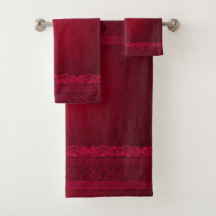 Fancy & Elegant Red Background Stylish Bath Towel Set
