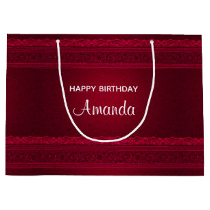 Fancy & Elegant Red Background Stylish Birthday Large Gift Bag