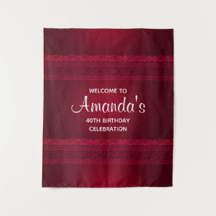 Fancy & Elegant Red Background Stylish Birthday Tapestry