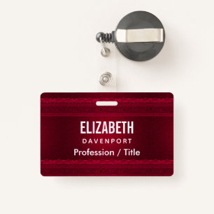 Fancy & Elegant Red Background Stylish ID Badge