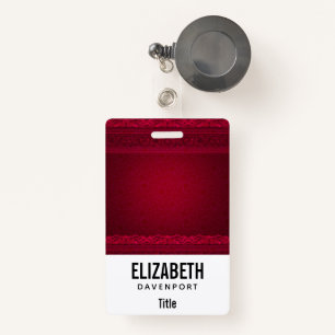 Fancy & Elegant Red Background Stylish ID Badge