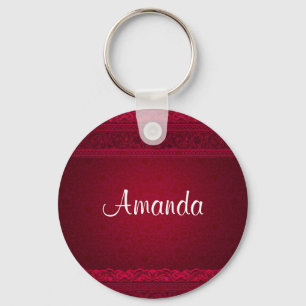 Fancy & Elegant Red Background Stylish Key Ring