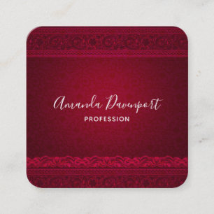 Fancy & Elegant Red Background Stylish Square Business Card