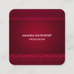 Fancy & Elegant Red Background Stylish Square Business Card
