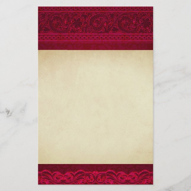 Fancy & Elegant Red Background Stylish Stationery (Front)