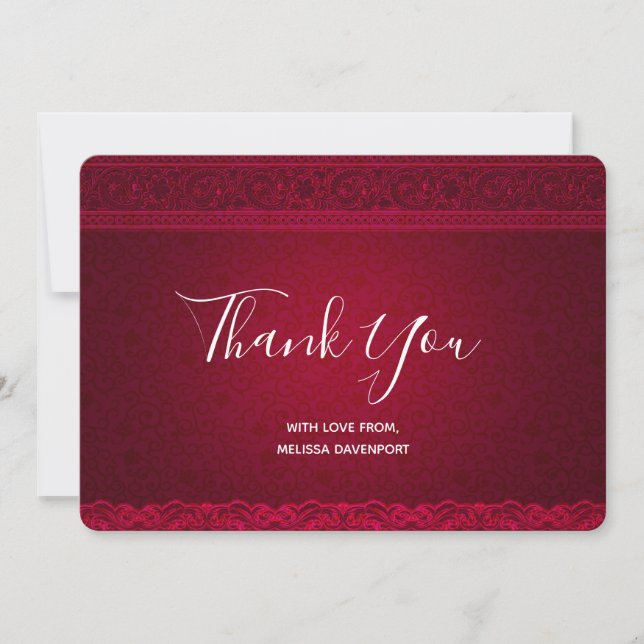 Fancy & Elegant Red Background Stylish Thank You (Front)