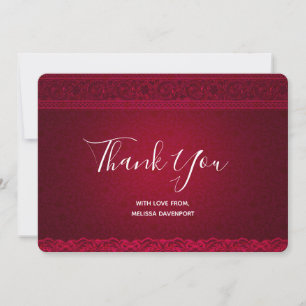 Fancy & Elegant Red Background Stylish Thank You Card