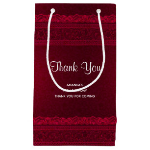 Fancy & Elegant Red Background Stylish Thank You Small Gift Bag