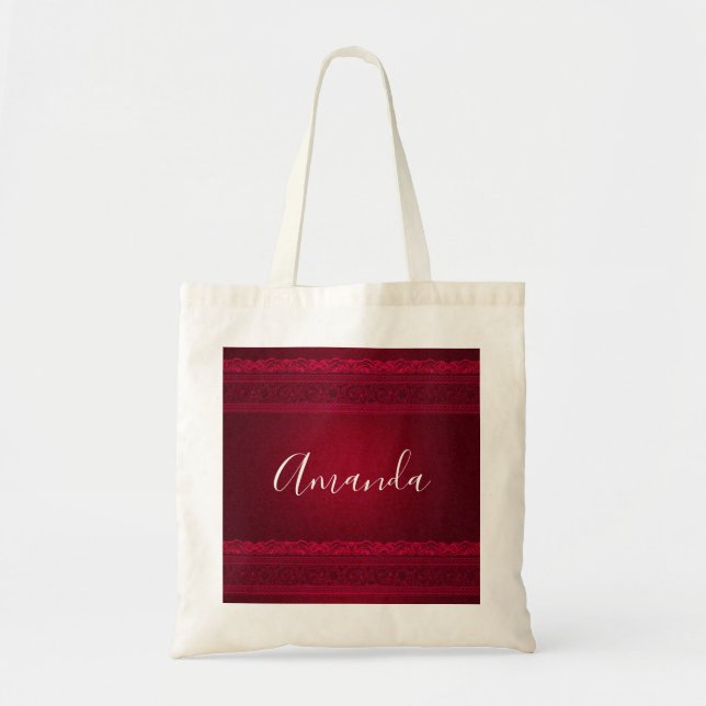 Fancy & Elegant Red Background Stylish Tote Bag (Front)