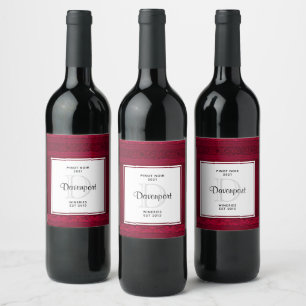 Fancy & Elegant Red Background Stylish Winery Wine Label