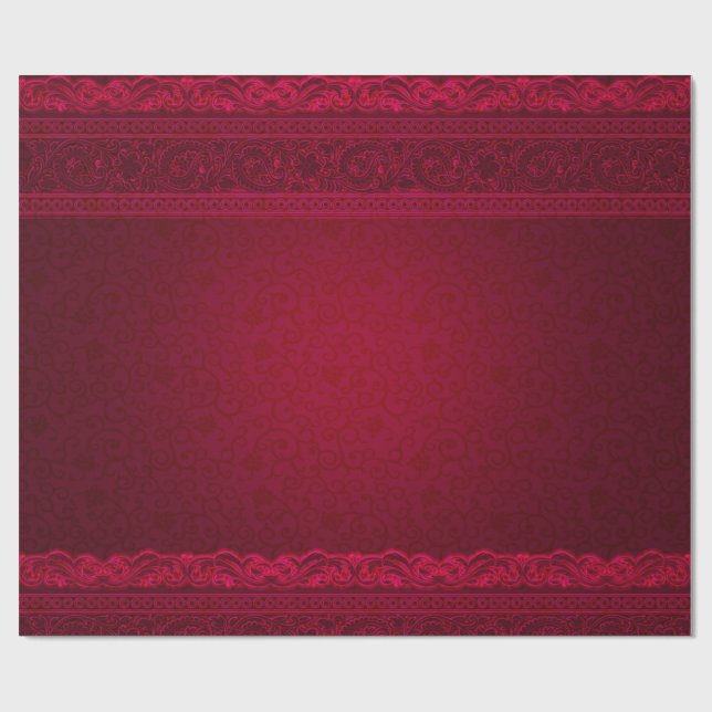 Fancy & Elegant Red Background Stylish Wrapping Paper (Flat)