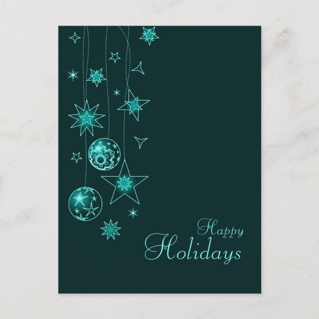 Fancy Elegant Turquoise Christmas Decorations Holiday Postcard (Front)