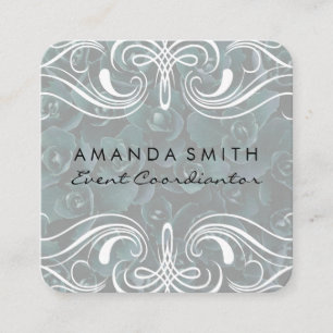 Fancy Elements   Floral Background Square Business Card