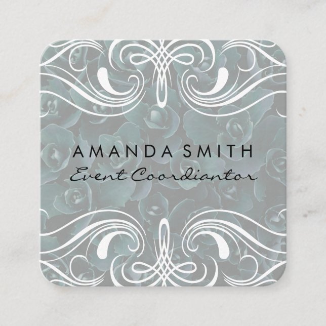 Fancy Elements | Floral Background Square Business Card (Front)