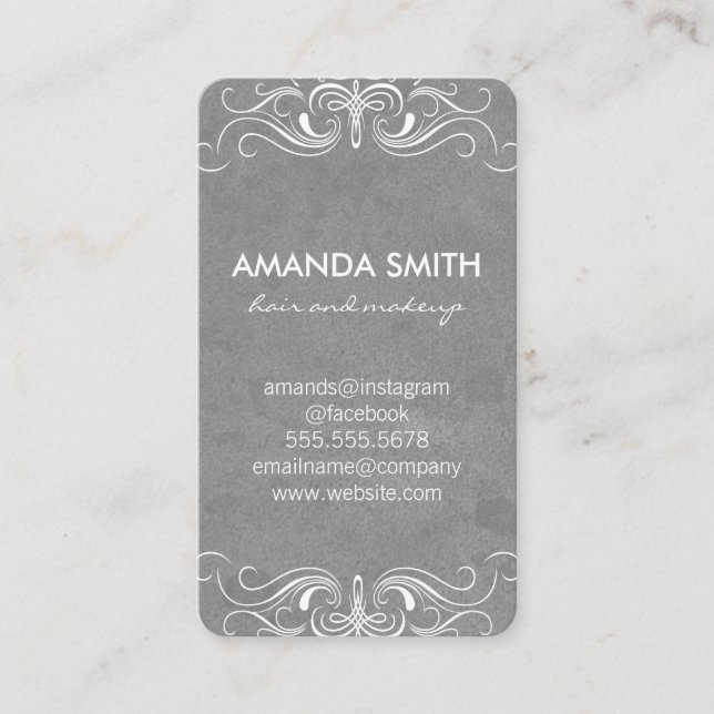 Fancy Elements Grey Watercolor Background Business Card (Front)