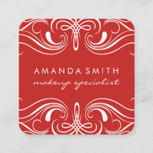 Fancy Elements Red Square Business Card