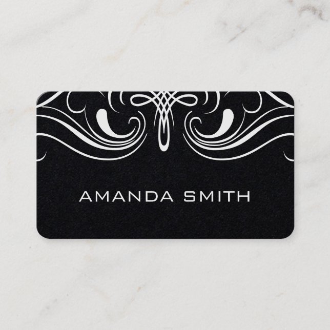 Fancy Elements Simple Black Business Card (Front)