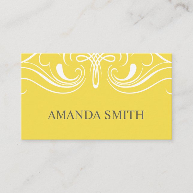 Fancy Elements Simple Yellow Business Card (Front)