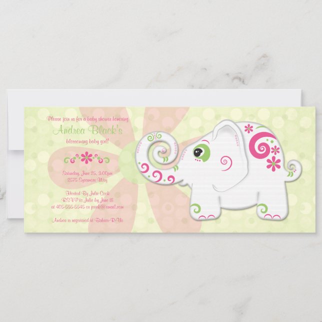 Fancy Elephant Baby Shower Invitation (Front)