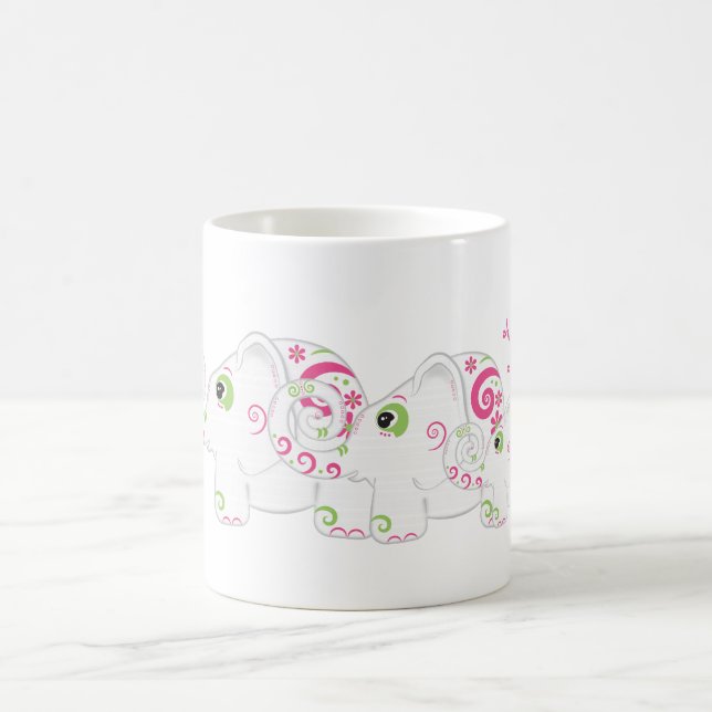 Fancy Elephants on Parade Personalised Mug (Center)