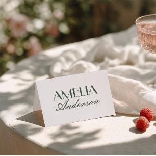 Fancy Emerald Green Old Money Wedding Place Cards