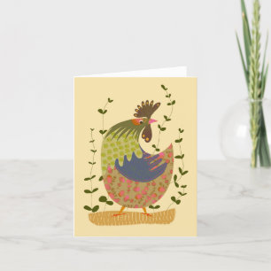 Fancy Fall Colours Chicken BLANK Greeting Card