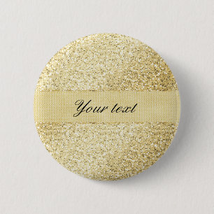 Fancy Faux Gold Glitter Personalised 6 Cm Round Badge