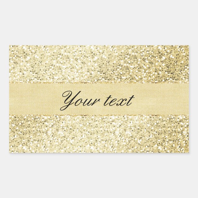Fancy Faux Gold Glitter Personalised Rectangular Sticker (Front)