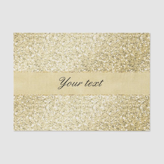 Fancy Faux Gold Glitter Personalised Tissue Paper (Front)