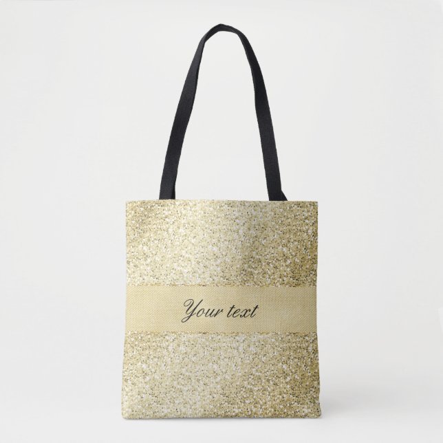 Fancy Faux Gold Glitter Personalised Tote Bag (Front)