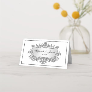 Fancy Faux Silver Filigree Frame Escort Place Card