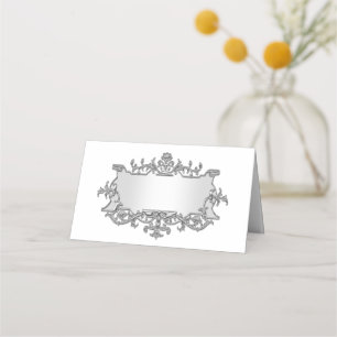 Fancy Faux Silver Filigree Look Escort Place Card