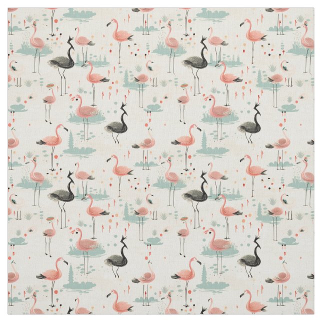 Fancy Feathers: Whimsy Flamingo Fabric (Swatch)