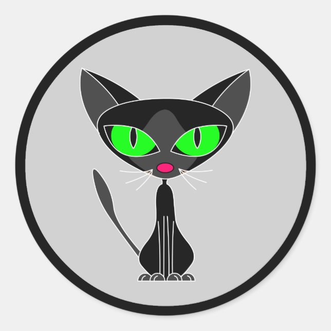 Fancy Feline Black Cat Stickers (Front)