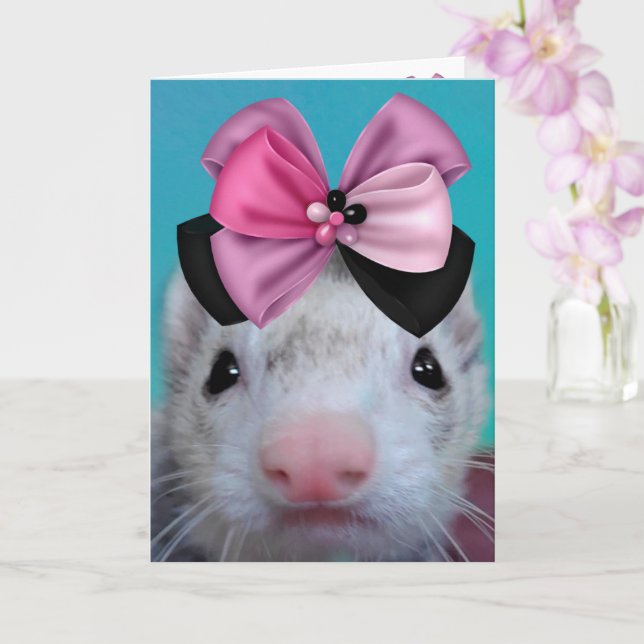 Fancy Ferret Birthday Card (Orchid)