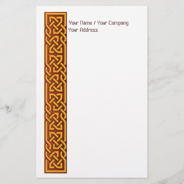 Fancy Filled Celtic Knots Gold Stationery (Front)
