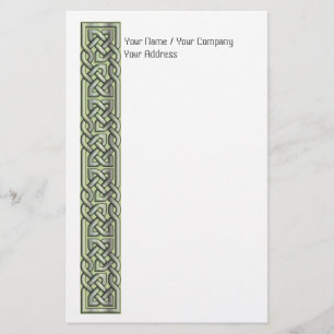 Fancy Filled Celtic Knots Green Stationery