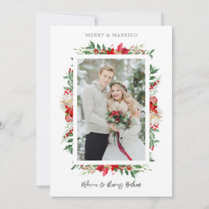 Fancy First Christmas Poinsettias Frame Photo Holiday Card