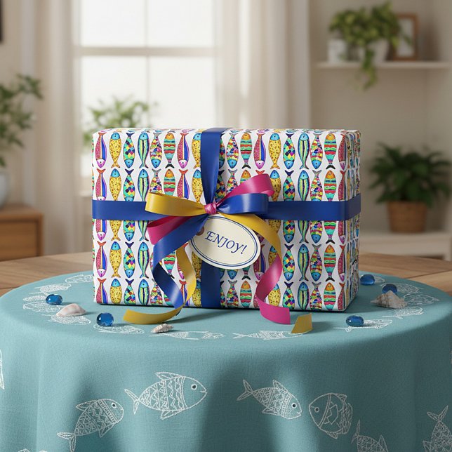 Fancy fish wrapping paper (Creator Uploaded)