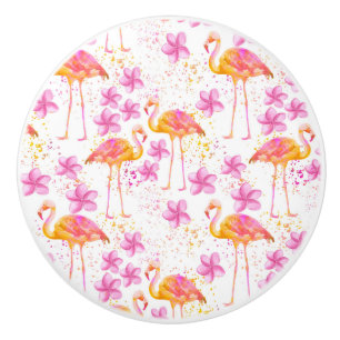 Fancy Flamingo Ceramic Knob