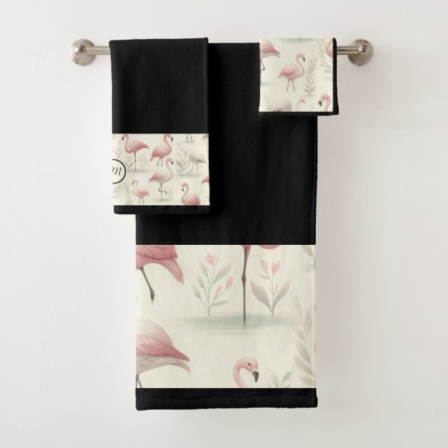 Fancy Flamingo (customisable) Bath Towel Set (Insitu)