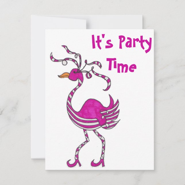 Fancy Flamingo Party Time Invitation (Front)
