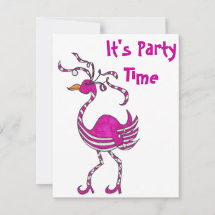 Fancy Flamingo Party Time Invitation
