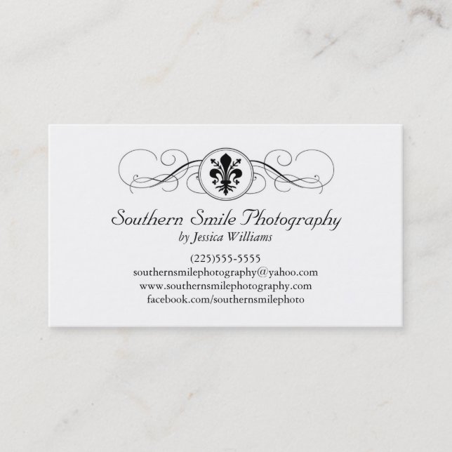 Fancy Fleur de Lis Business Card (Front)