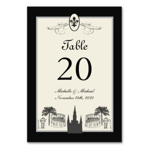 Fancy Fleur de Lis New Orleans Scene Table Number