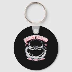 Fancy Floof Silkie Chicken Cute Fluffy Hen Graphic Key Ring