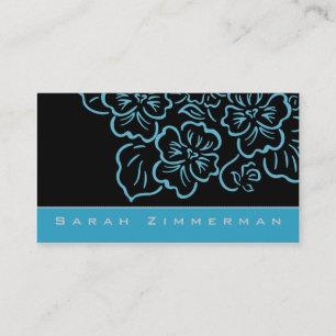 Fancy Floral Aqua Business Card