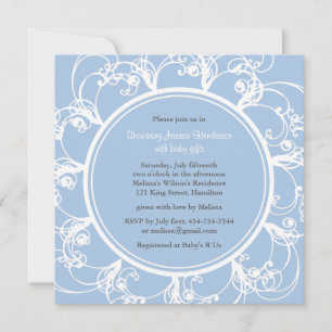 Fancy Floral Baby Shower Invite (blue)