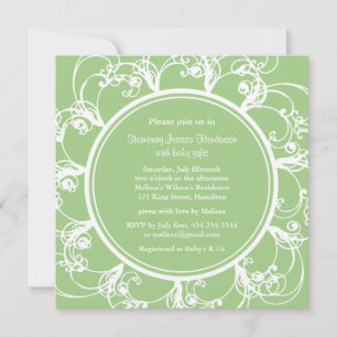 Fancy Floral Baby Shower Invite (green)