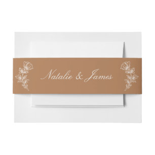 Fancy Floral Clay Ember Terracotta Retro Wedding Invitation Belly Band